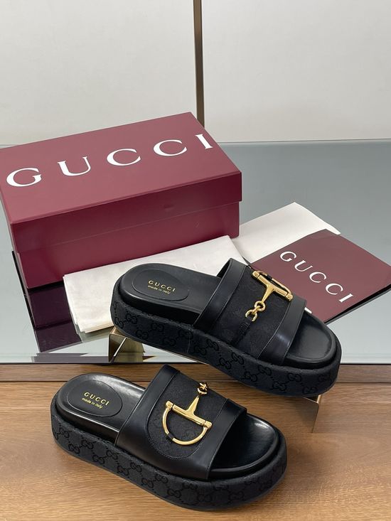 Gucci Thick Sole Slide Sandals with Rubber Comfy Sole