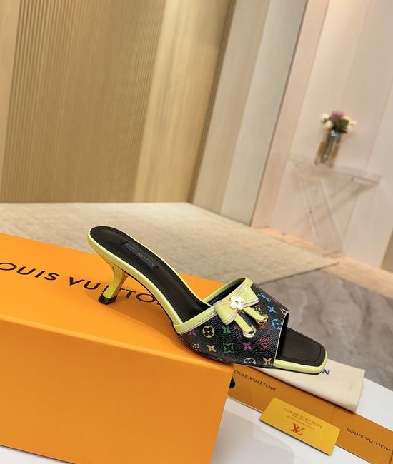 Louis Vuitton LV Mid Heel Leather Sandals Premium Soft Lining Durable Leather Sole