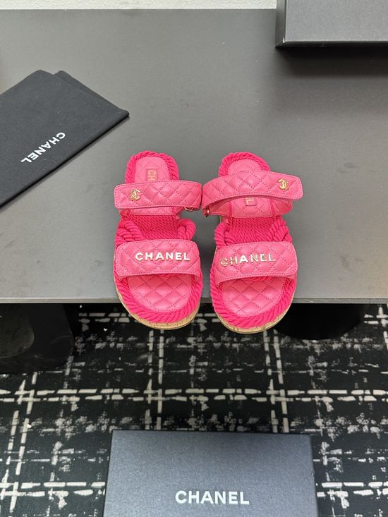 Chanel Woven Strap Quilted Pattern Casual Summer Slippers