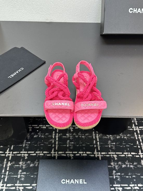 Chanel Woven Strap Quilted Pattern Summer Casual Slides