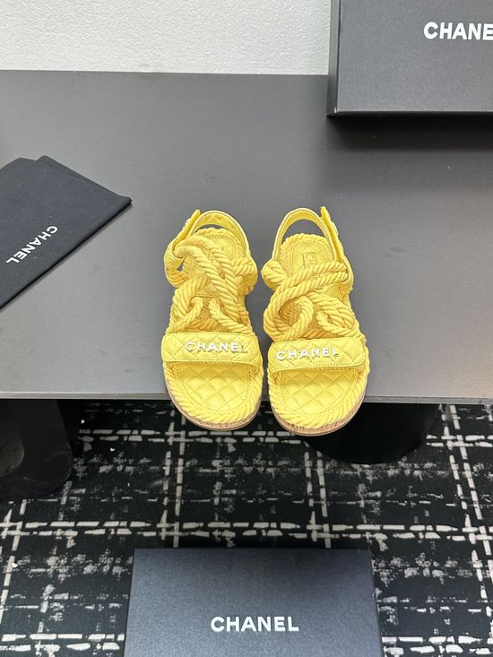 Chanel Woven Strap Quilted Pattern Summer Casual Slides