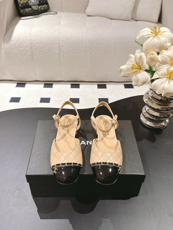 Chanel Woven Chain Decor Mary Jane Leather Shoes