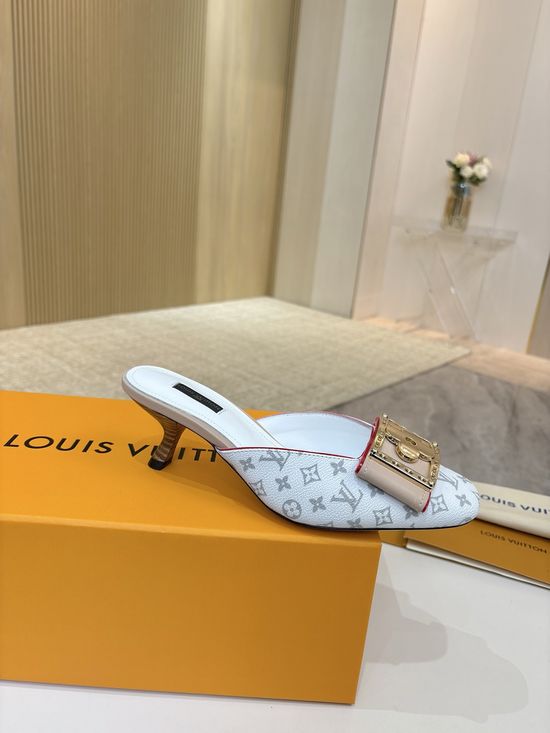 Louis Vuitton Mid Heel Leather Sandals Premium Soft Lining Durable Leather Sole