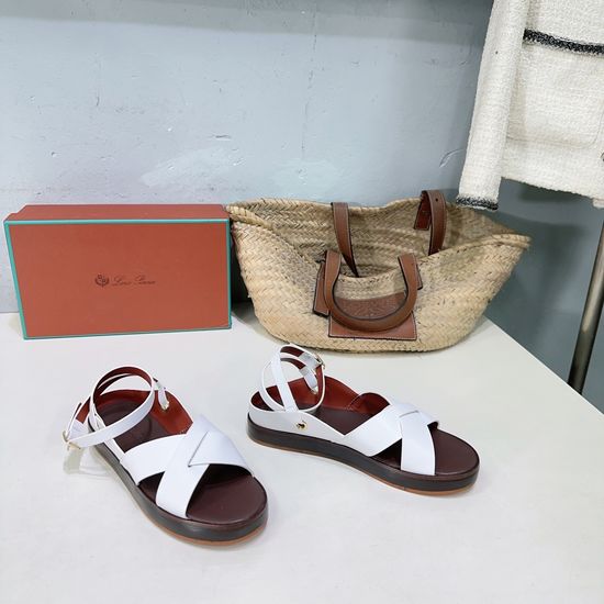 Loro Piana Cross Strap Platform Sandals Soft Comfortable For Summer