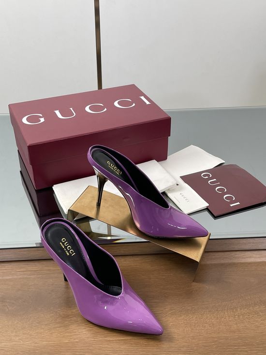 Gucci V Cut Patent Leather High Heel Dress Shoes
