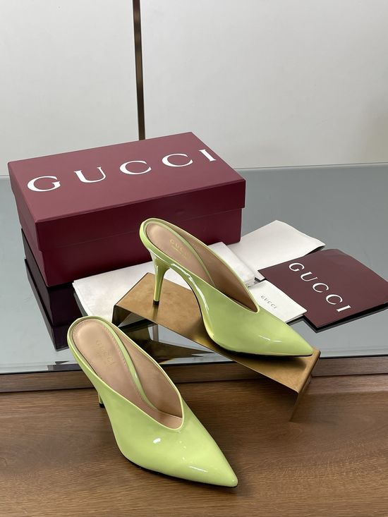 Gucci V Cut Patent Leather High Heel Dress Shoes