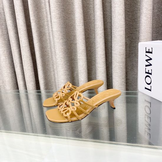 Loewe Elegant Cut-out Slip-on Sandals with Leather Sole