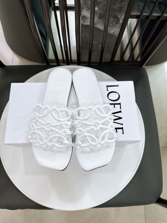 Loewe Woven Logo Premium Leather Comfort Flat Slides