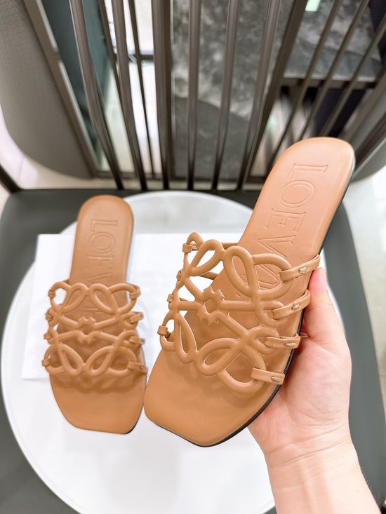 Loewe Woven Logo Premium Leather Comfort Flat Slides