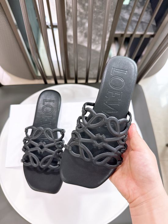 Loewe Woven Logo Premium Leather Comfort Flat Slides
