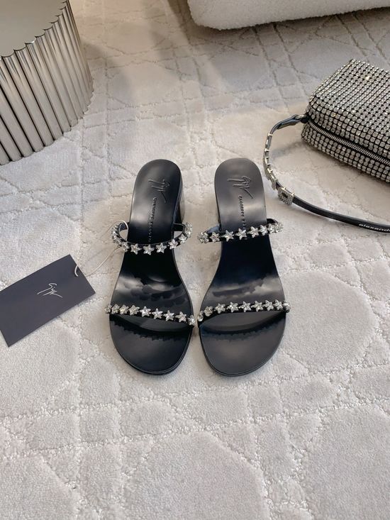 Giuseppe Zanotti Rhinestone Decor Flat Low Heel Slide Sandals