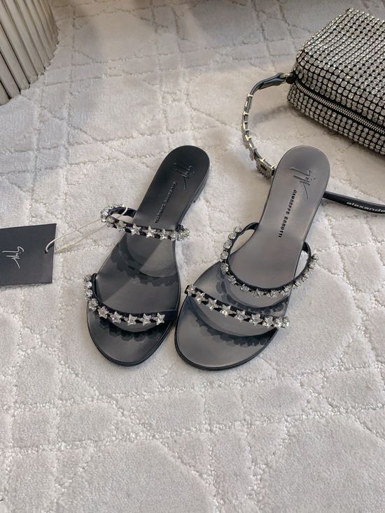 Giuseppe Zanotti Rhinestone Decor Flat Low Heel Slide Sandals