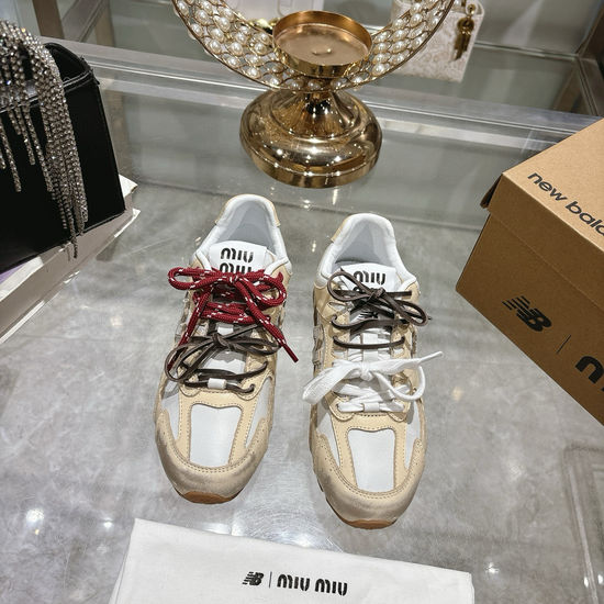 Miu Miu Casual Slip On Sneakers With Distressed Leather Upper