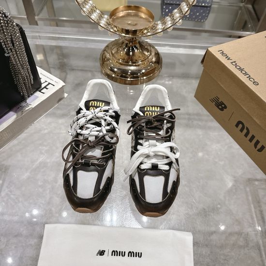 Miu Miu Casual Slip On Sneakers With Distressed Leather Upper