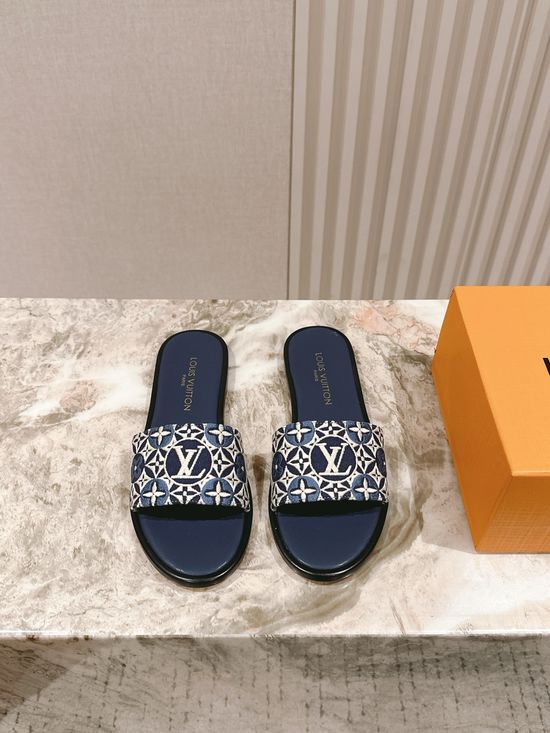 Louis Vuitton Printed Leather Comfortable Casual Flat Slides