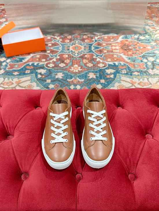 Hermes Premium Leather Casual Shoes with Elegant Buckle Soft Sole Footwear