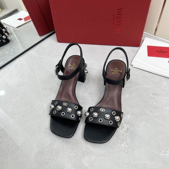 Valentino Genuine Leather Block Heel Sandals Elegant Daily Wear