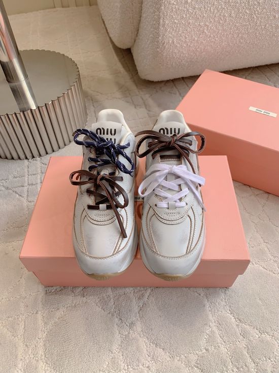 Miu Miu Vintage Chunky Sneakers Thick Sole Comfortable Versatile Daily Shoes