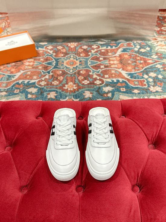 Hermes Mixed Material Slip-On Sneakers Breathable Comfortable Casual Footwear