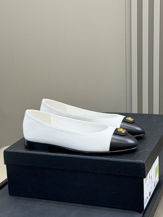 Chanel Classic Color Block Sheepskin Ballet Flats