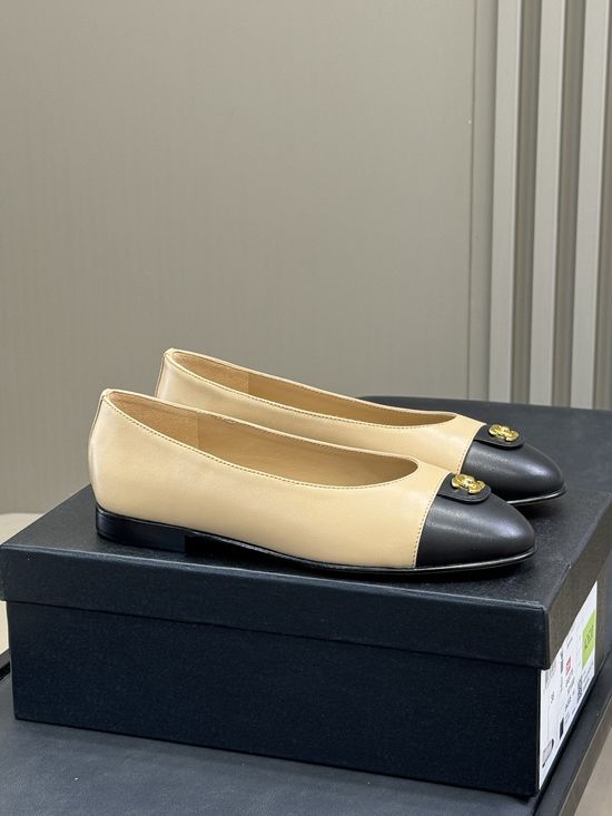 Chanel Classic Color Block Sheepskin Ballet Flats