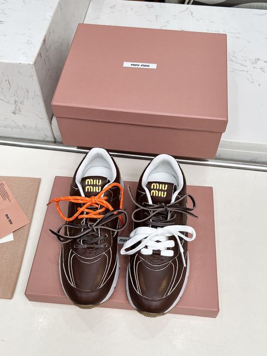 Miu Miu Vintage Distressed Chunky Sneakers with Dual Laces