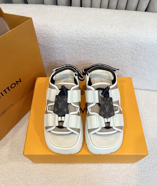 Louis Vuitton LV Fashion Thick Sole Comfortable Cowhide Printed Sandals