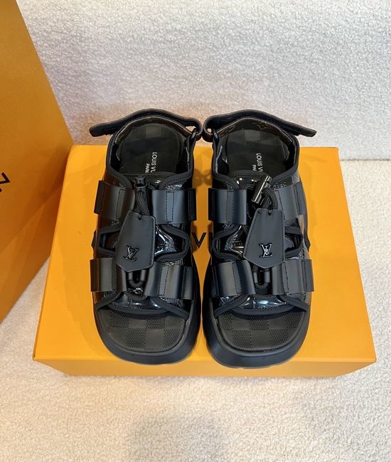 Louis Vuitton LV Fashion Thick Sole Comfortable Cowhide Printed Sandals