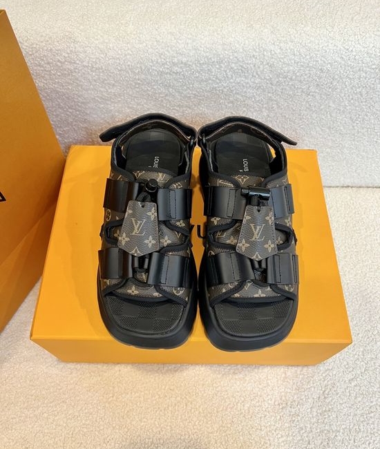Louis Vuitton LV Fashion Thick Sole Comfortable Cowhide Printed Sandals