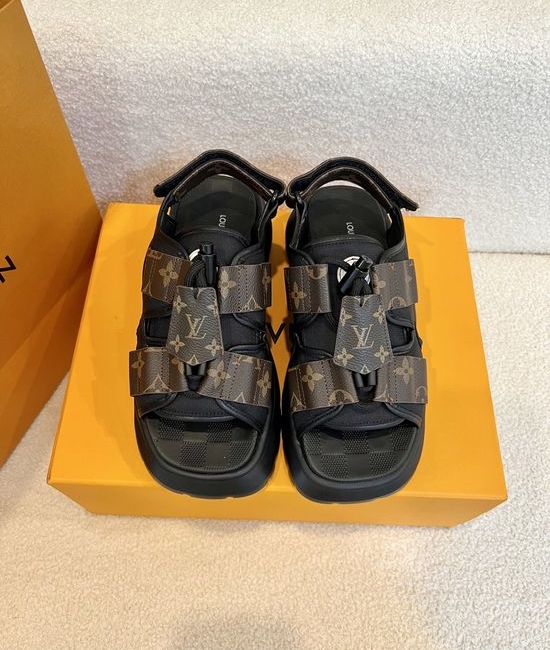 Louis Vuitton LV Fashion Thick Sole Comfortable Cowhide Printed Sandals