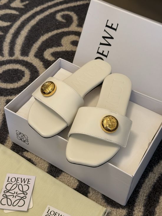 Loewe Elegant Flat Slip On Sandals Soft Comfortable Casual Footwear