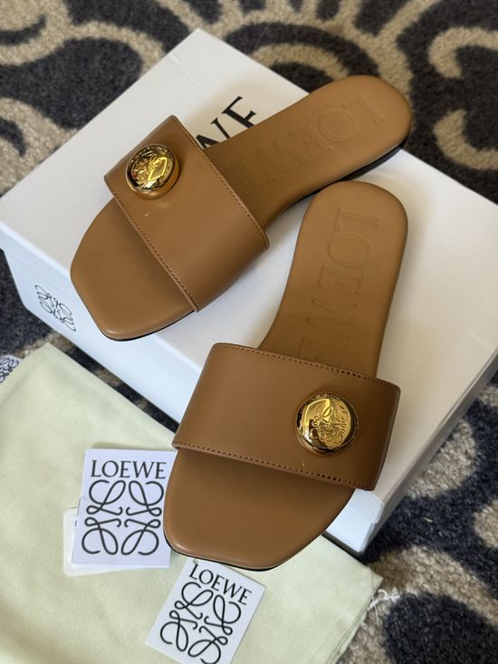 Loewe Elegant Flat Slip On Sandals Soft Comfortable Casual Footwear