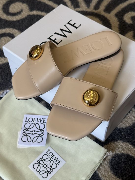 Loewe Elegant Flat Slip On Sandals Soft Comfortable Casual Footwear
