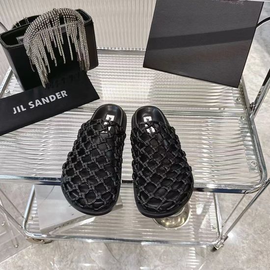 Jil Sanders Handwoven Soft Leather Hollow Out Comfortable Casual Slides