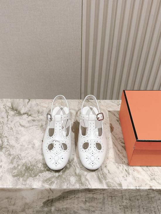 Hermes Hollow Out Mary Jane Shoes with Comfortable Sole