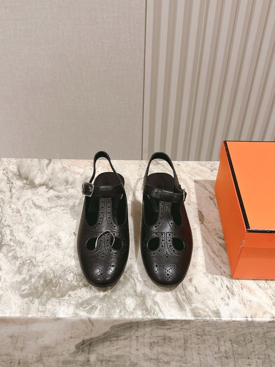 Hermes Hollow Out Mary Jane Shoes with Comfortable Sole