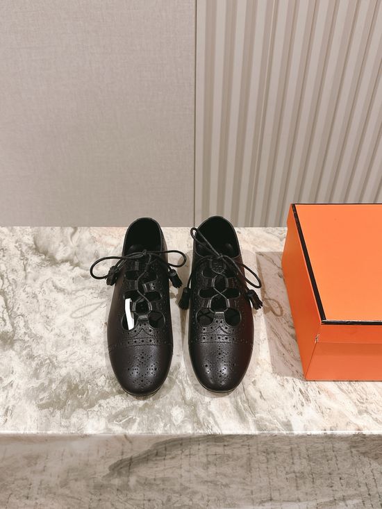 Hermes Hollow Out Mary Jane Shoes with Comfortable Sole
