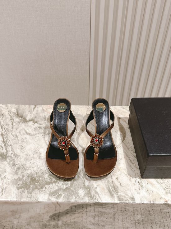 Yves Saint Laurent Classic Silk Upper Stiletto Heels with Decorative Buckle