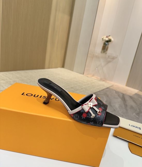 Louis Vuitton LV Mid Heel Leather Sandals Premium Soft Lining Durable Leather Sole