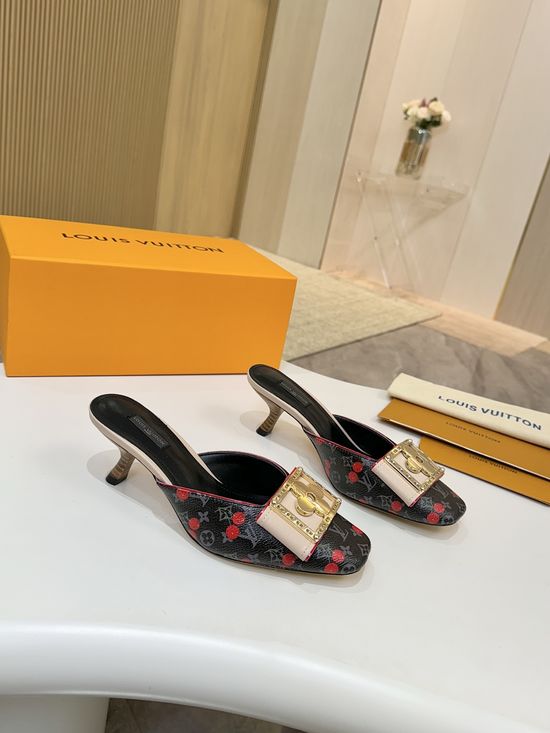 Louis Vuitton Mid Heel Leather Sandals Premium Soft Lining Durable Leather Sole