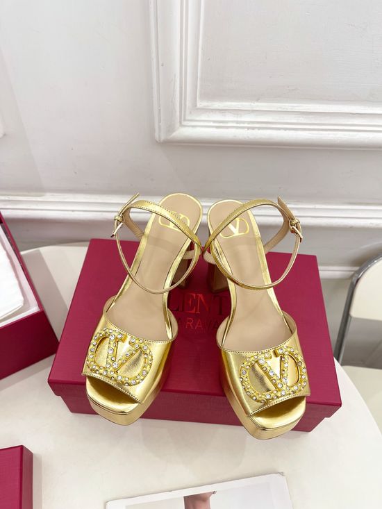 Valentino Platform High Heel Stud Decor Dress Sandals