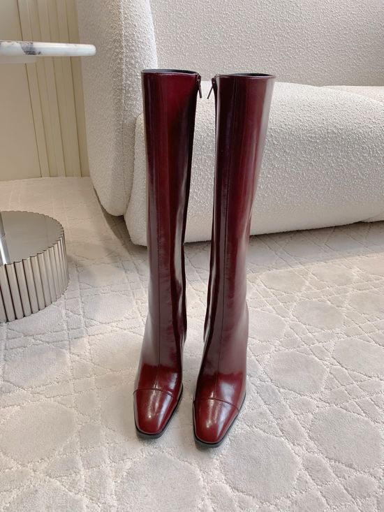Yves Saint Laurent Sleek Leather Knee High Stiletto Boots