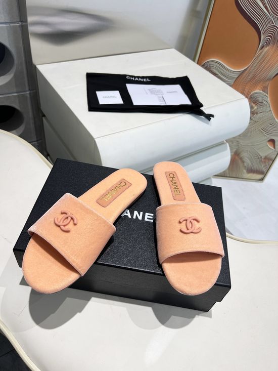 Chanel Comfortable Slide Slippers Soft Sheepskin Leather Sole