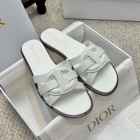 Christian Dior Casual Leather Flat Sandals Soft Lining Comfortable Daily Footwear