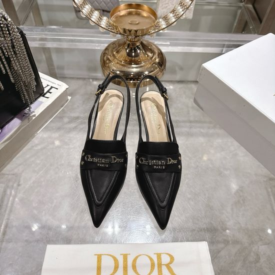 Christian Dior Pointed Toe Kitten Heel Sandals with Logo Detail