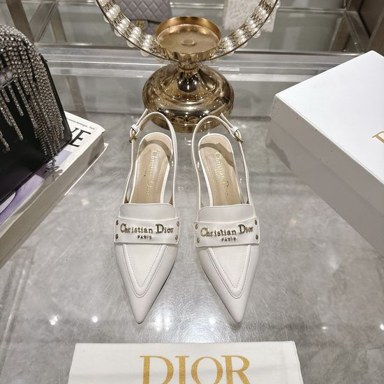Christian Dior Pointed Toe Kitten Heel Sandals with Logo Detail