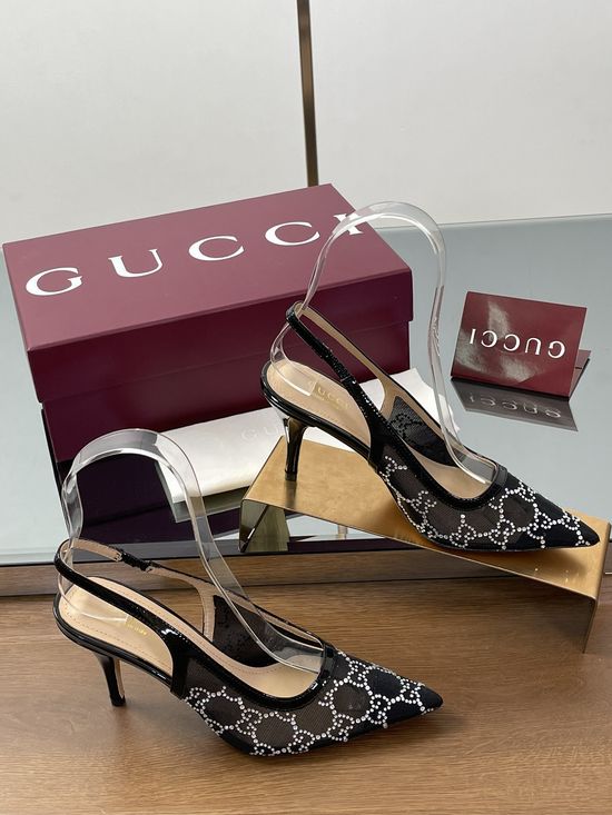 Gucci Rhinestone Embellished Stiletto Heel Dress Sandals
