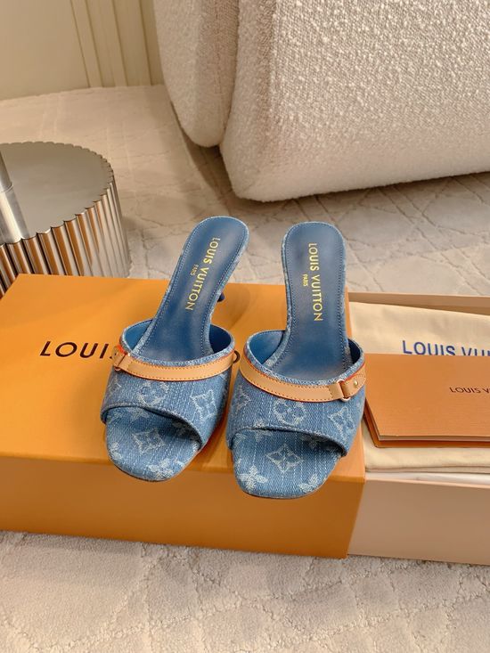 Louis Vuitton Patterned Low Heel Mules Soft Lining Non-slip Sole