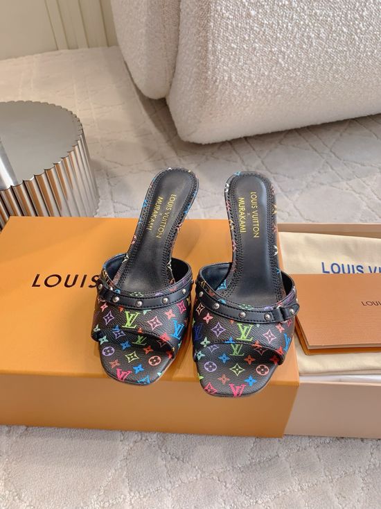 Louis Vuitton Patterned Low Heel Mules Soft Lining Non-slip Sole