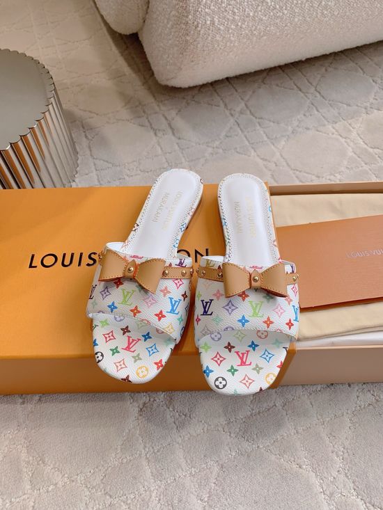 Louis Vuitton Monogram Pattern Flat Slip-on Sandals